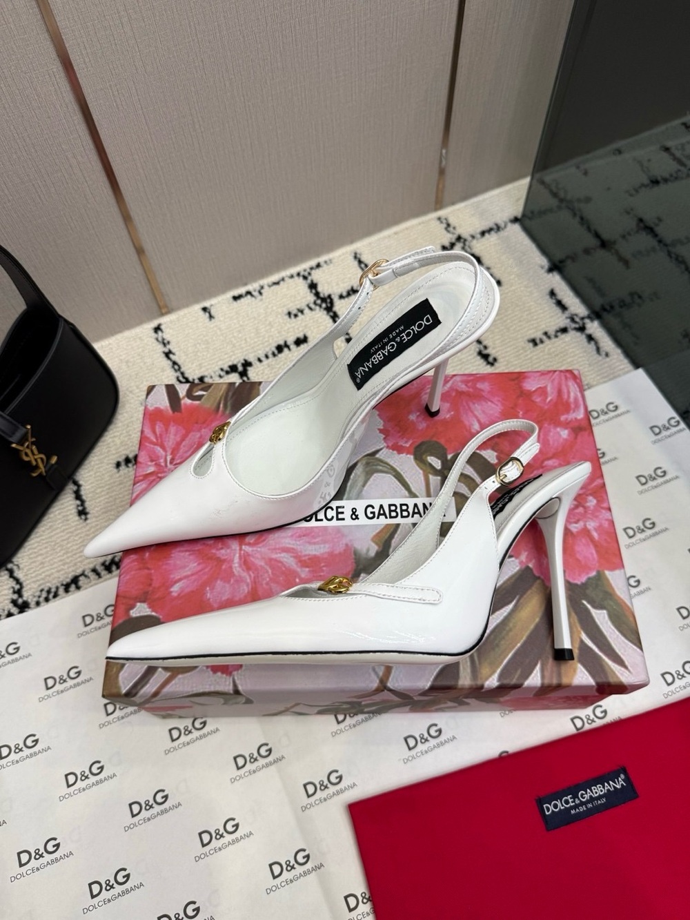 Dolce & Gabbana White Pointed Slingback Pumps - Picture 5 of 8